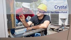  Presentation with air safety - Amazing PPT theme having safety training - air conditioning repair apprentice fixes backdrop and a sky blue colored foreground