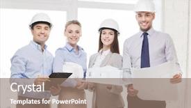  Presentation with team training - Presentation theme enhanced with safety training - business architecture and office concept background and a coral colored foreground