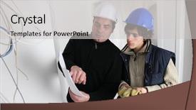 Presentation with safety training - PPT theme with safety training - electrician and apprentice background and a light gray colored foreground
