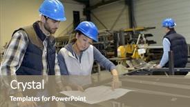  Presentation with factory - Amazing slide set having safety training - industrial people meeting together backdrop and a coral colored foreground