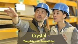  Presentation with safety training - Beautiful PPT theme featuring safety training - worker with overseer controling stock backdrop and a tawny brown colored foreground