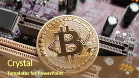  Presentation with motherboard - PPT layouts with safety value - golden bitcoin on pc motherboard background and a tawny brown colored foreground