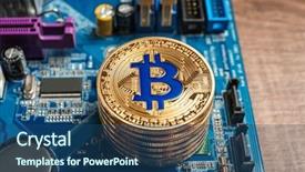  Presentation with motherboard - Slide deck featuring safety value - golden bitcoins on pc motherboard background and a ocean colored foreground
