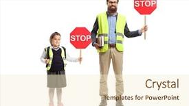  Presentation with teacher - Slide set enhanced with safety vests and stop sign background and a cream colored foreground