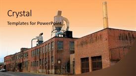  Presentation with gloomy - Presentation theme consisting of safety warehouse workplace - old brick factory background and a  colored foreground