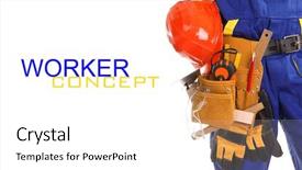  Presentation with office ergonomics man worker exercising - Beautiful PPT theme featuring safety wear - detail of worker man backdrop and a white colored foreground