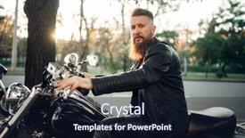  Presentation with road safety - PPT layouts featuring road safety week - baerded biker poses on chopper background and a  colored foreground