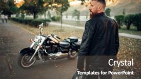  Presentation with road safety - Audience pleasing PPT layouts consisting of road safety week - bearded biker with helmet goes backdrop and a tawny brown colored foreground