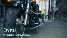  Presentation with classical - Presentation theme featuring road safety week - bearded motorcyclist on classical chopper background and a ocean colored foreground