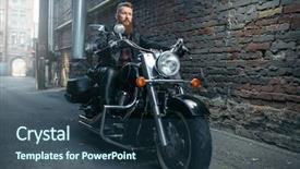  Presentation with indian classical singer - Audience pleasing presentation theme consisting of road safety week - bearded motorcyclist on classical chopper backdrop and a ocean colored foreground