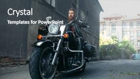  Presentation with road safety - PPT theme consisting of road safety week - bearded motorcyclist on classical chopper background and a dark gray colored foreground