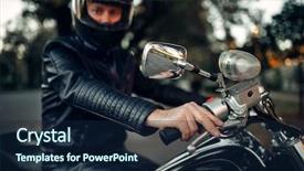  Presentation with road safety - Theme with road safety week - biker in helmet poses background and a navy blue colored foreground