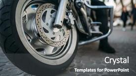  Presentation with motorcycle - Slide deck enhanced with road safety week - biker poses on motorcycle front background and a  colored foreground