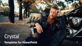  Presentation with road bike in mountains - Audience pleasing theme consisting of biker relax after road travel backdrop and a wine colored foreground