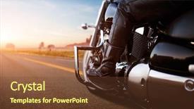  Presentation with rear view mirror - PPT theme having road safety week - biker riding on chopper view background and a tawny brown colored foreground