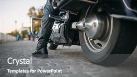  Presentation with motorcycle - Presentation design consisting of groundsback - biker sitting on motorcycle back background and a gray colored foreground