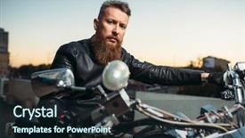  Presentation with road safety - Presentation design featuring road safety week - brutal bearded biker poses background and a lemonade colored foreground