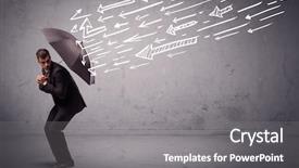  Presentation with umbrella - PPT layouts featuring safety work - business man standing with umbrella background and a gray colored foreground