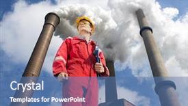  Presentation with water safety - Beautiful PPT theme featuring safety work - engineer looking up towards backdrop and a ocean colored foreground