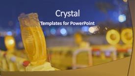  Presentation with caution - PPT theme enhanced with safety work zone - caution light in the city background and a ocean colored foreground