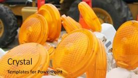  Presentation with traffic - PPT theme with safety work zone - construction traffic lights background and a gold colored foreground