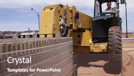  Presentation with machinery - Beautiful slide deck featuring safety work zone - heavy duty construction machinery backdrop and a  colored foreground