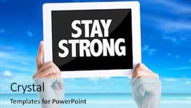  Presentation with strong link padlock - Amazing presentation theme having safety work zone - tablet pc with text stay backdrop and a arctic colored foreground