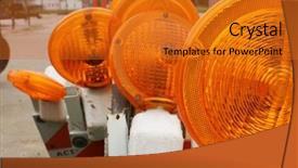  Presentation with traffic - Beautiful slides featuring safety work zone - traffic lights and barricade backdrop and a gold colored foreground