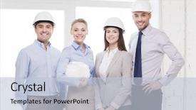  Presentation with architects - Audience pleasing slides consisting of safety workplace - business architecture and office concept backdrop and a lemonade colored foreground