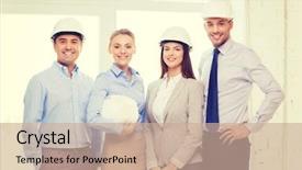  Presentation with architects - PPT layouts featuring safety workplace - business architecture and office concept background and a coral colored foreground