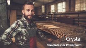  Presentation with veteranian job - Theme enhanced with safety workplace - carpenter doing his job background and a tawny brown colored foreground