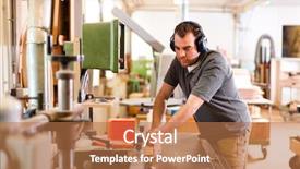  Presentation with safety workplace - Slides featuring safety workplace - carpenter is standing on electric background and a coral colored foreground