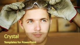  Presentation with craft - Audience pleasing theme consisting of safety workplace - craft worker working in workshop backdrop and a red colored foreground