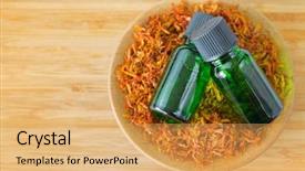  Presentation with plant extract - Presentation featuring safflower essential concentrate oil extract background and a yellow colored foreground