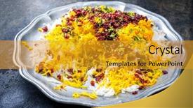  Presentation with berberis - Presentation theme consisting of traditional iranian steamed saffron rice background and a gold colored foreground