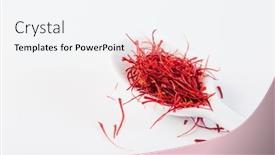  Presentation with saffron - Presentation theme having saffron-in-white-spoon background and a sky blue colored foreground