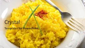  Presentation with saffron - Slide deck with saffron rice on dish background and a  colored foreground