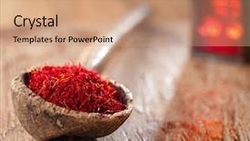  Presentation with food saffron - Beautiful theme featuring saffron spice in antique wooden backdrop and a coral colored foreground