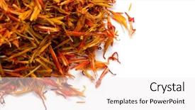  Presentation with saffron - Slide deck featuring saffron spice isolated over white background background and a sky blue colored foreground