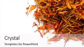  Presentation with saffron - Presentation theme with saffron spice isolated over white background background and a white colored foreground