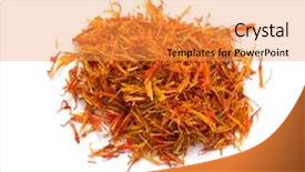  Presentation with saffron - Cool new presentation theme with saffron spice isolated over white background backdrop and a gold colored foreground