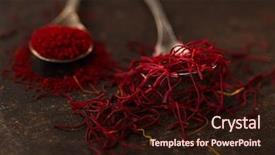  Presentation with food saffron - PPT theme consisting of saffron spice threads and powder background and a wine colored foreground