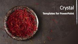  Presentation with vintage food - Beautiful PPT theme featuring saffron spice threads and powder backdrop and a dark gray colored foreground