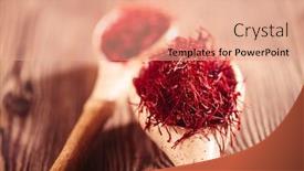  Presentation with saffron - Amazing slide set having saffron-threads-with-vintage-spoons backdrop and a coral colored foreground