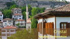  Presentation with turkey - PPT layouts featuring safranbolu-historical-ottoman-style-houses background and a tawny brown colored foreground