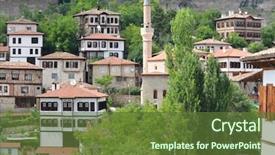  Presentation with old style vintage postcard - Colorful presentation enhanced with safranbolu old ottoman style houses backdrop and a tawny brown colored foreground