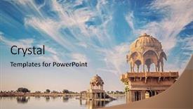  Presentation with vintage retro - Amazing theme having sagar - artificial lake jaisalmer rajasthan backdrop and a light blue colored foreground