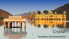  Presentation with 18th century - Slide deck with sagar lake jaipur rajasthan india background and a light gray colored foreground
