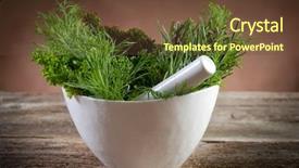  Presentation with herbal medicine healing herbs mortar - Colorful PPT theme enhanced with sage green - aromatic herbs over mortar backdrop and a  colored foreground