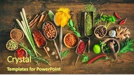 Presentation with herbs and spices - PPT layouts with sage green - colourful various herbs and spices background and a tawny brown colored foreground